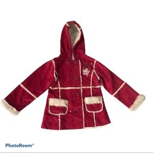 NWOT Faux Fur/ Suede Button Down Girls Coat with pockets embroidered flo…